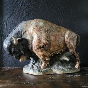 Retired Lladro "Bison" Figure by Salvador Furio #4945, Lladro Gres 7.75 inches